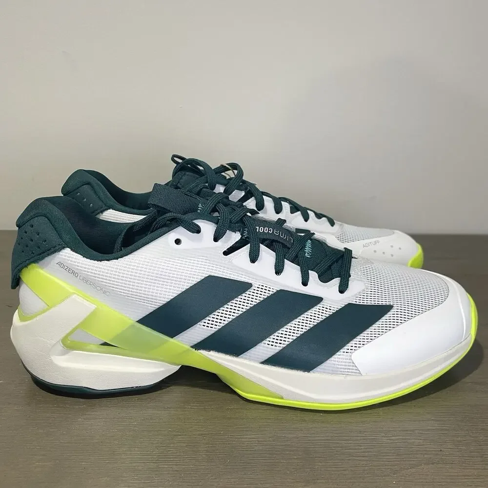 Adidas Mens Size 8.5 Tennis Shoes NEW Adizero Ubersonic 5 JQ2714 Green White